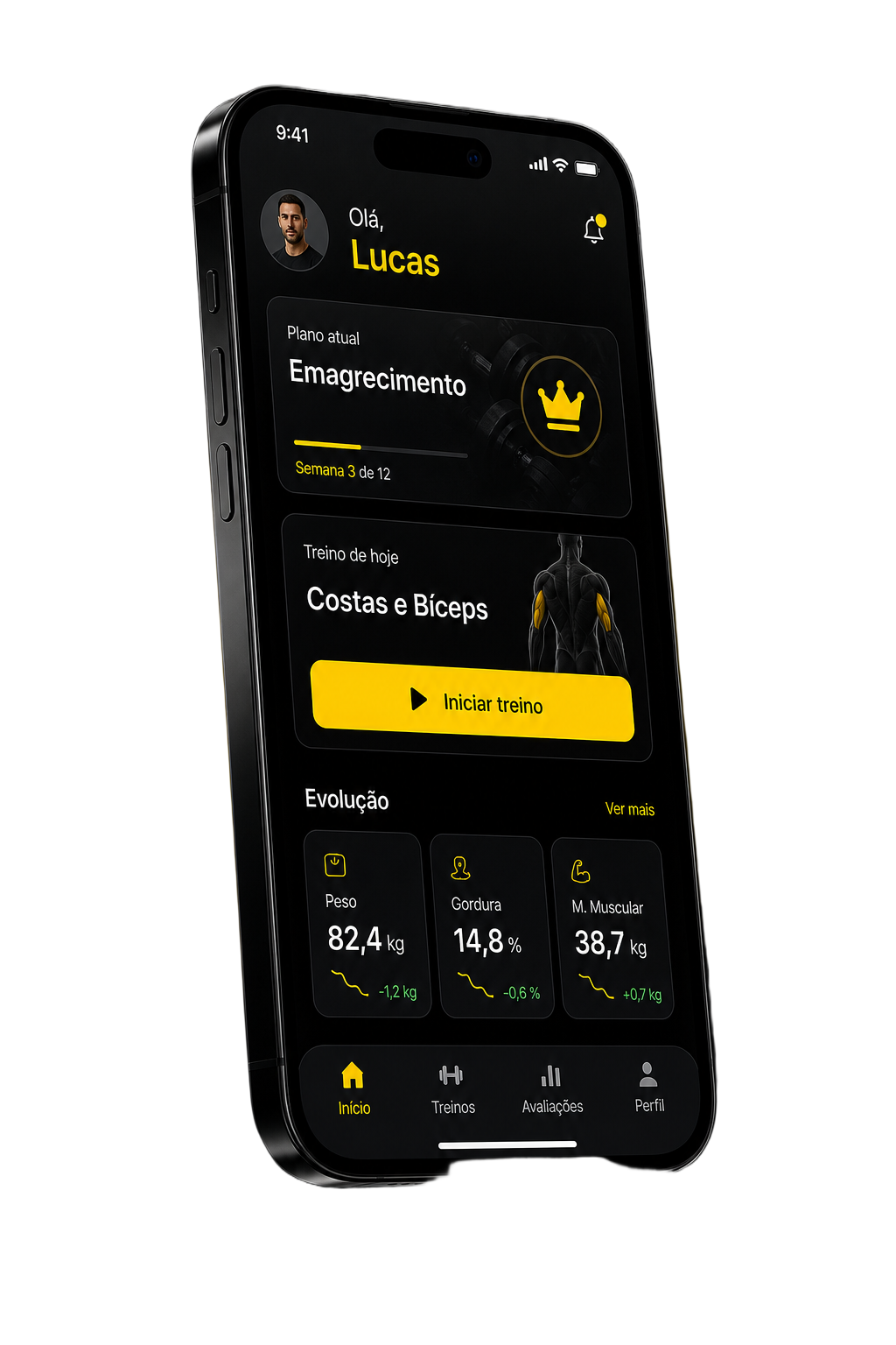 Aplicativo By Fit exibindo plano de treino e rotina do dia